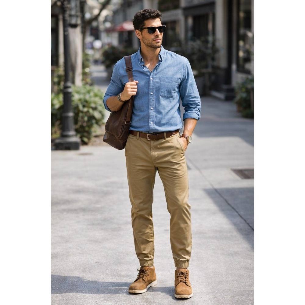 Golden Denim Mens Khaki‎ Tan Drop Crotch Jogger Pants Streetwear Size 30